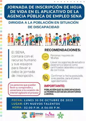 Jornada de inscripci&oacute;n de hoja de vida para personas en situaci&oacute;n de discapacidad